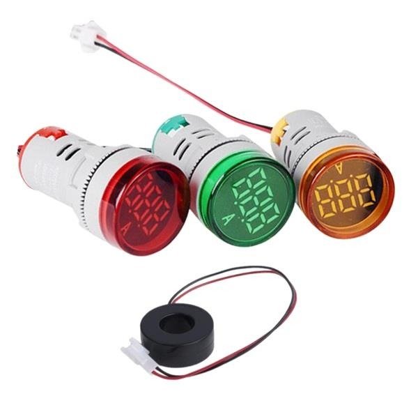 AMPERMETRE 22MM 0-100A LEDLİ YEŞİL