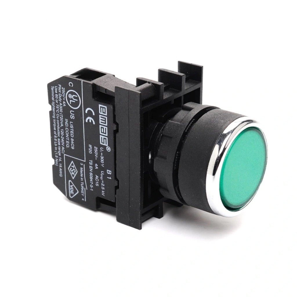 BUTON 16 mm 1NA+1NK YEŞİL