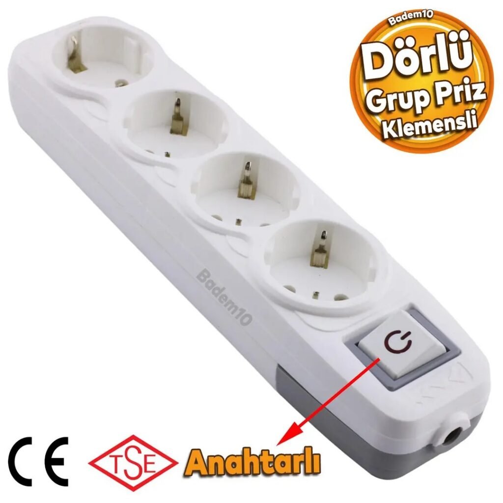 DÖRTLÜ PRİZ ANAHTARLI KLEMENSLİ