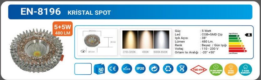 KRİSTAL SPOT BAKIR KARE