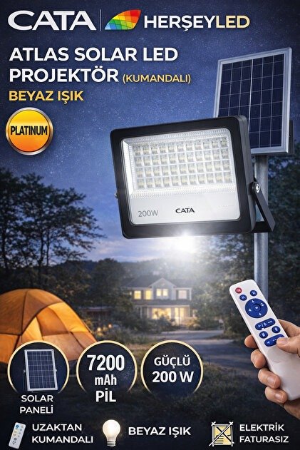 LED SOLAR PROJEKTÖR ATLAS 200 W 6500K