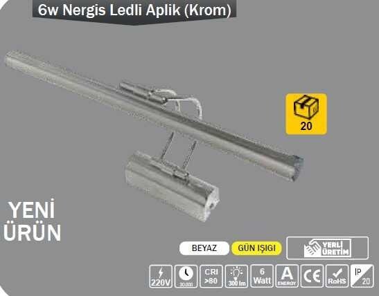 LEDLİ APLİK 6 W GÜNIŞIGI NERGİS (KROM)