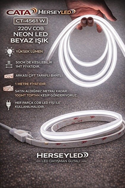 NEON LED COB 220V BEYAZ YAPIŞKANLI