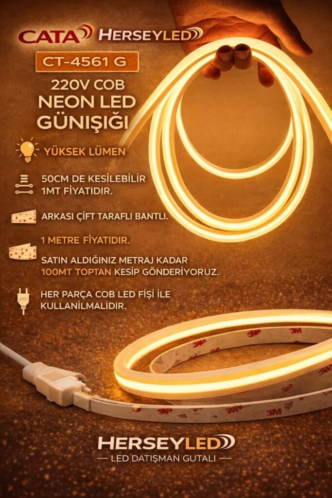 NEON LED COB 220V GÜNIŞIĞI YAPIŞKANLI