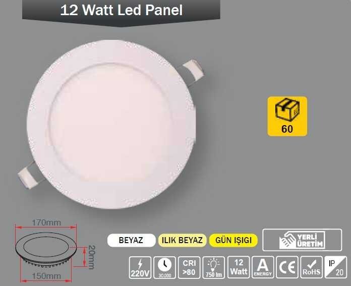 PANEL LED 12 W 6500K