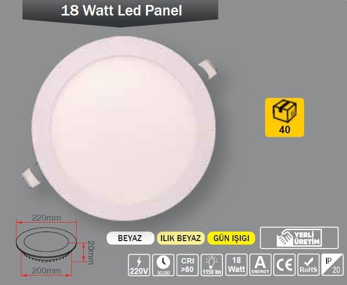 PANEL LED 18 W 3200K