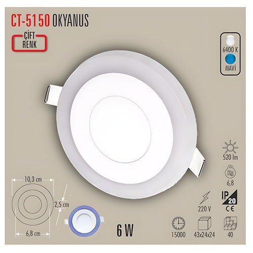 PANEL LED 6 W BEYAZ +MAVİ 6,5cm