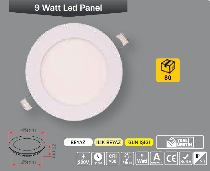 PANEL LED 9 W GÜNIŞIĞI