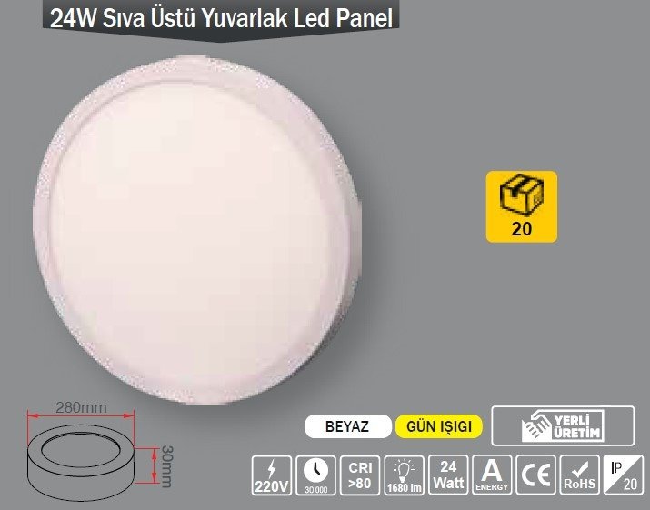 PANEL LED SÜ 24W 6400K