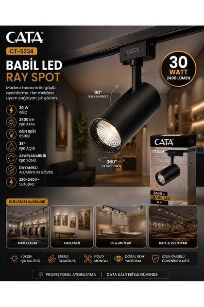 RAY SPOT 30W 3200 K SİYAH KASA BABİL